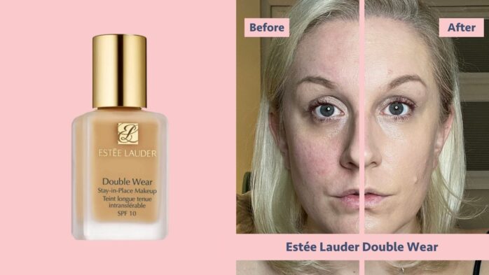 Estee Lauder Double Wear foundation before and after